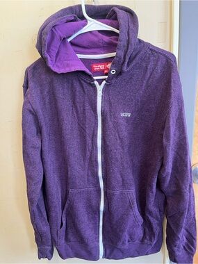 Vans Purple Zip Hoodie with White Zipper size medium